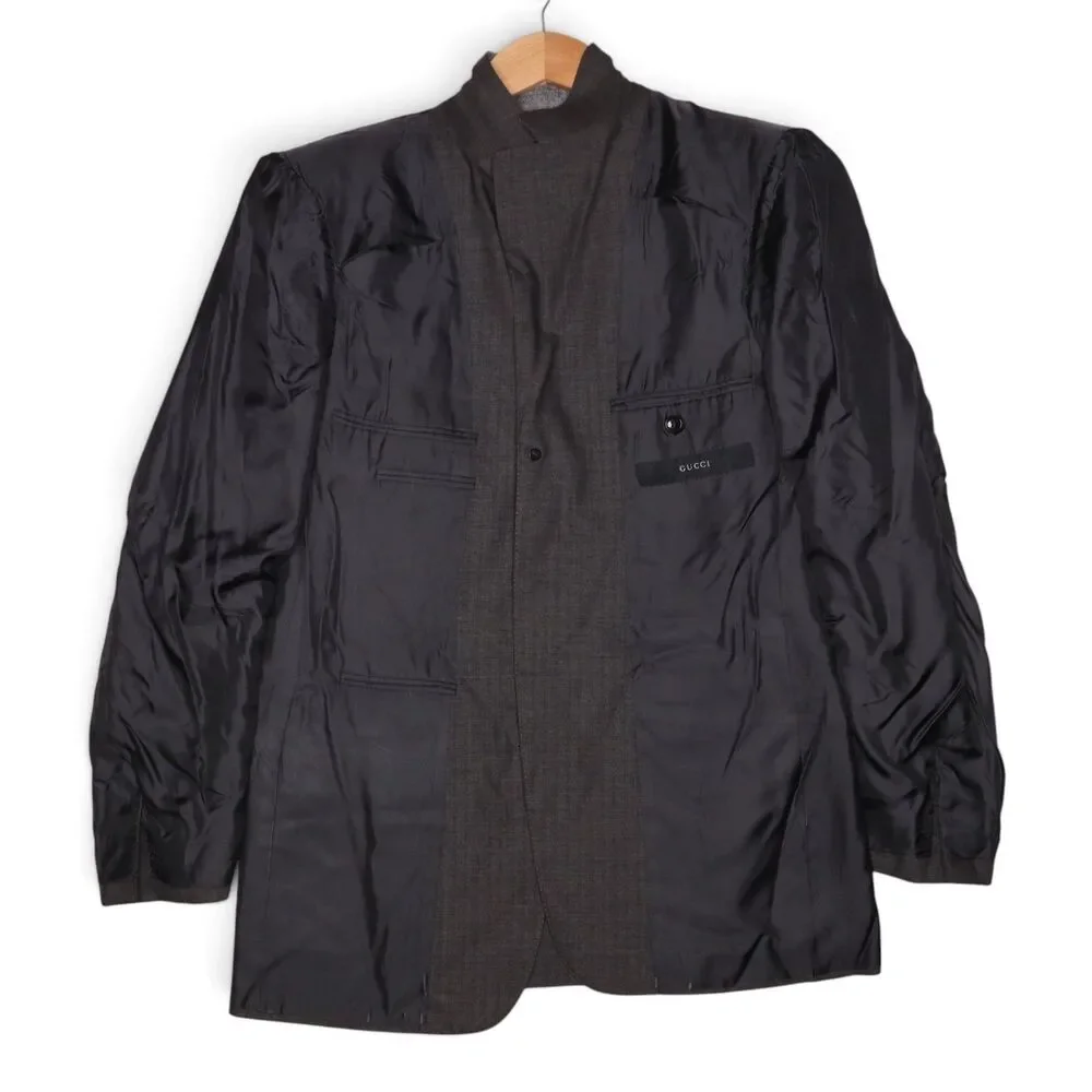 Gucci Tom Ford Era Designer Men's IT48/US38 Gray 3-Button Wool Bazer Suit Jacket